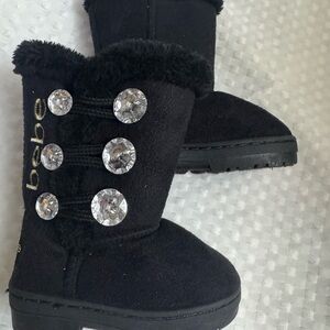 Bebe Black Little Girl Boots with Sparkling Gems size 5